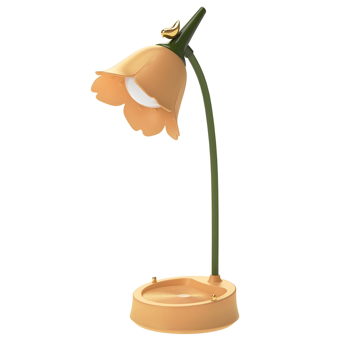 Flower LED Desk Lamp in apricot, on white background