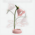 Demonstration of the lamp's flexible gooseneck bending through 360 degrees