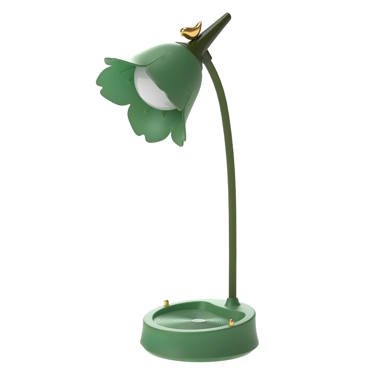 Flower LED Desk Lamp in green, on white background