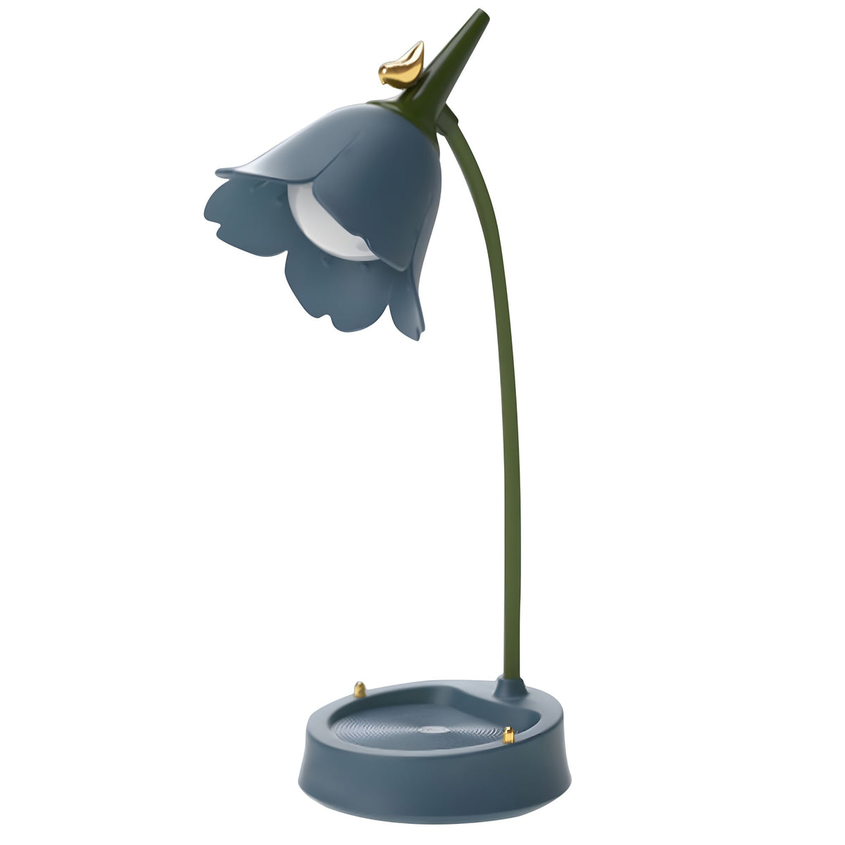 Flower LED Desk Lamp in slate blue, on white background