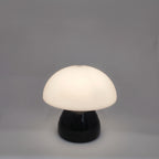 Mini Mushroom Touch Lamp in Black switched to white light
