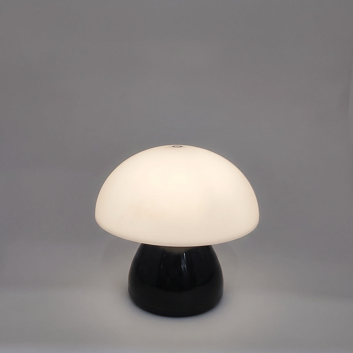 Mini Mushroom Touch Lamp in Black switched to white light