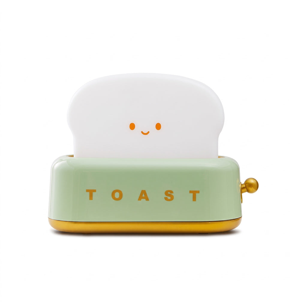 Toaster Night Light in mint green, switched off, on a white background