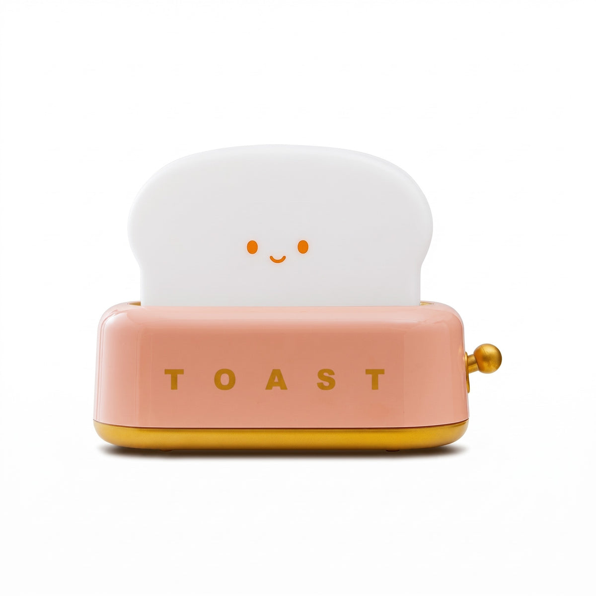 Toaster Night Light in pink, switched off, on a white background